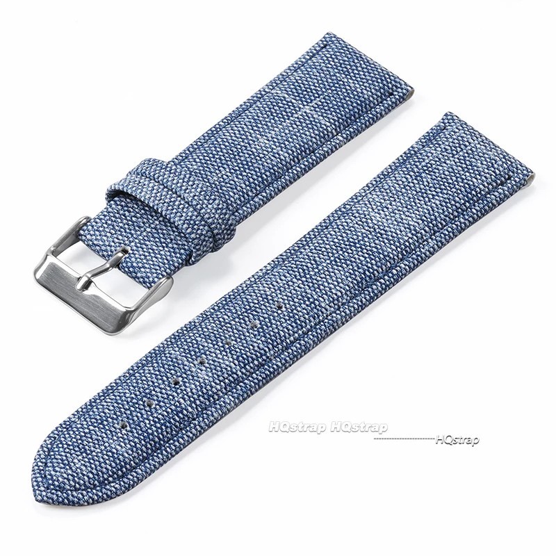Retro Denim Nylon Watch Band Leather Style Strap 10mm-22mm Universal Bracelet