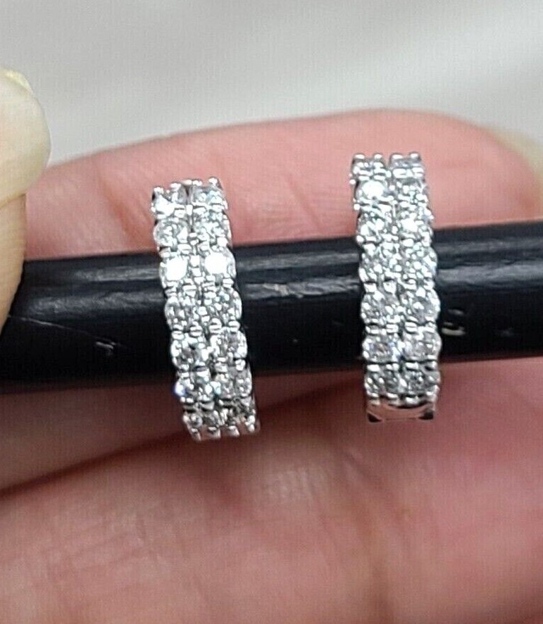 STEAL DEAL! 0.70 Carat Natural Round Diamonds Hoops Huggies Earrings in 14k Gold