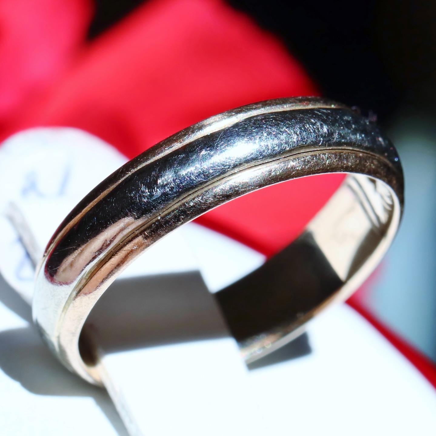 14k gold multi tone wedding band ring size 7.5 vintage handmade 3.4gr N2912