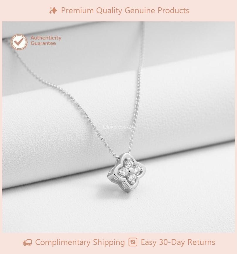 18” Adjustable Chain Flower Pendant Natural Diamond In 14k Solid White Gold