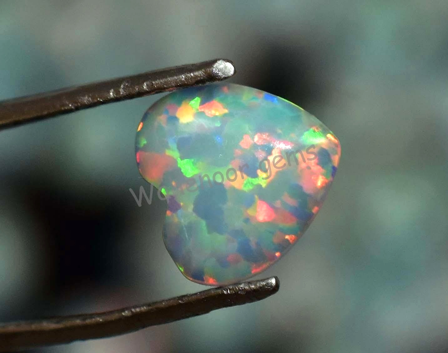 50 Pcs Natural White Fire Opal Heart Play Of Color 6.00 MM Certified Gemstone