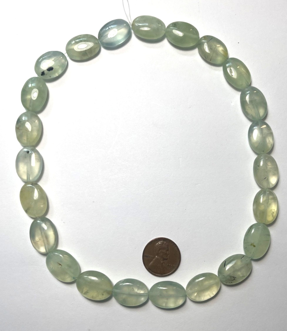 GENUINE PREHNITE FLAT OVALS 18X13 MM 16″ STRAND BELOW WHOLESALE