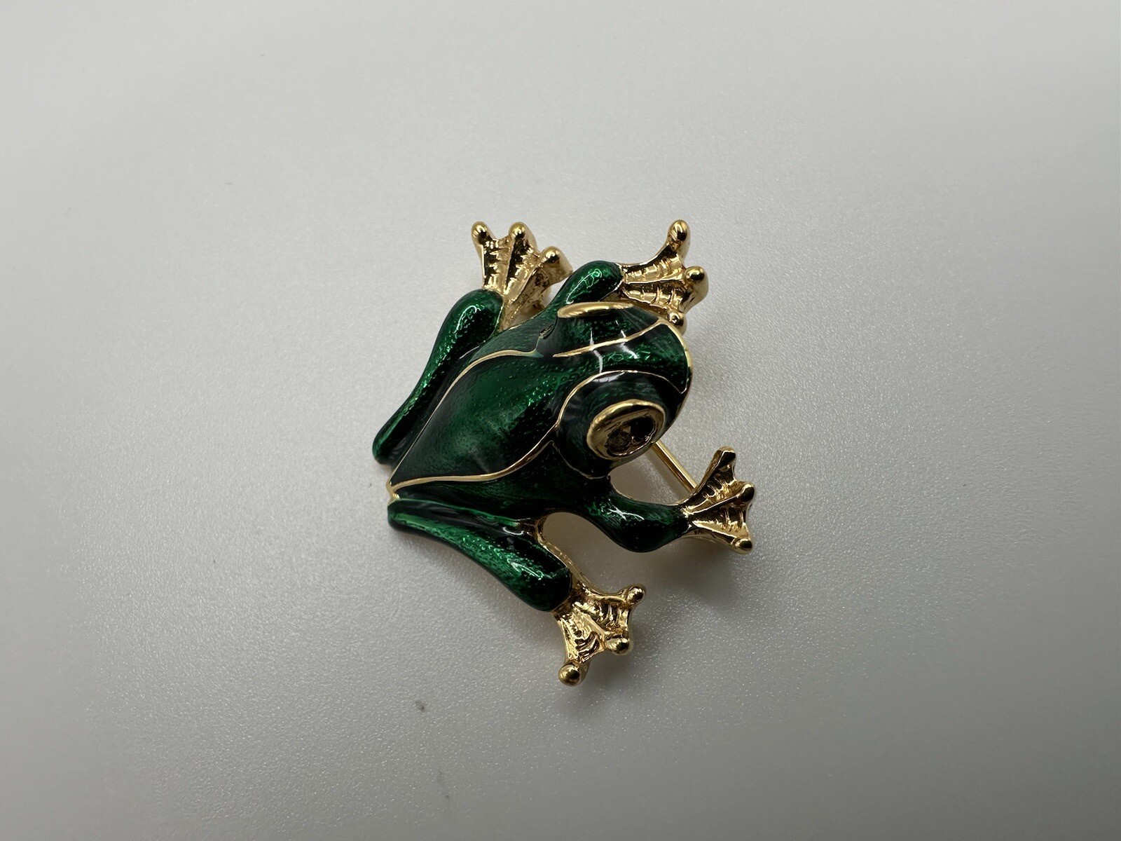 Vintage Gold Blue Green Enamel Frog Brooch By D’Orlan 3.6cm JB10