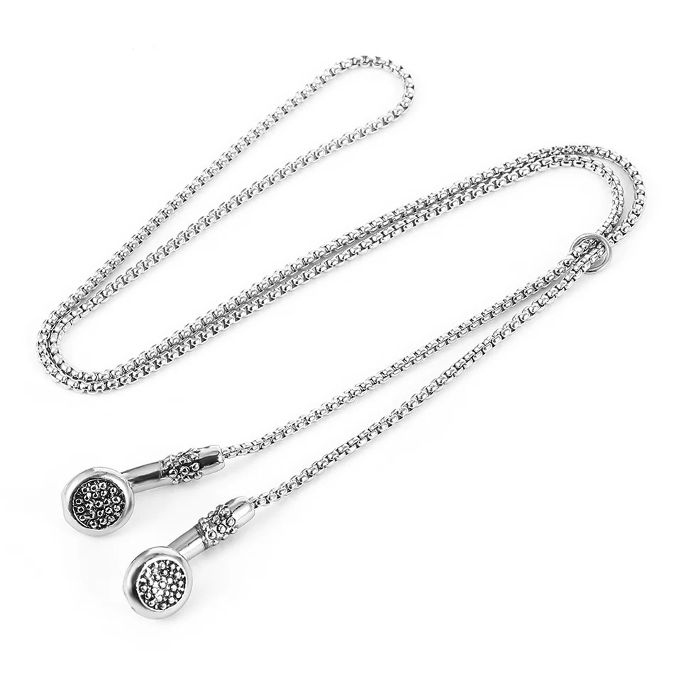 Headphones Pendant Necklace Kirsite Music Earbuds Metal Chain Punk Men Jewelry