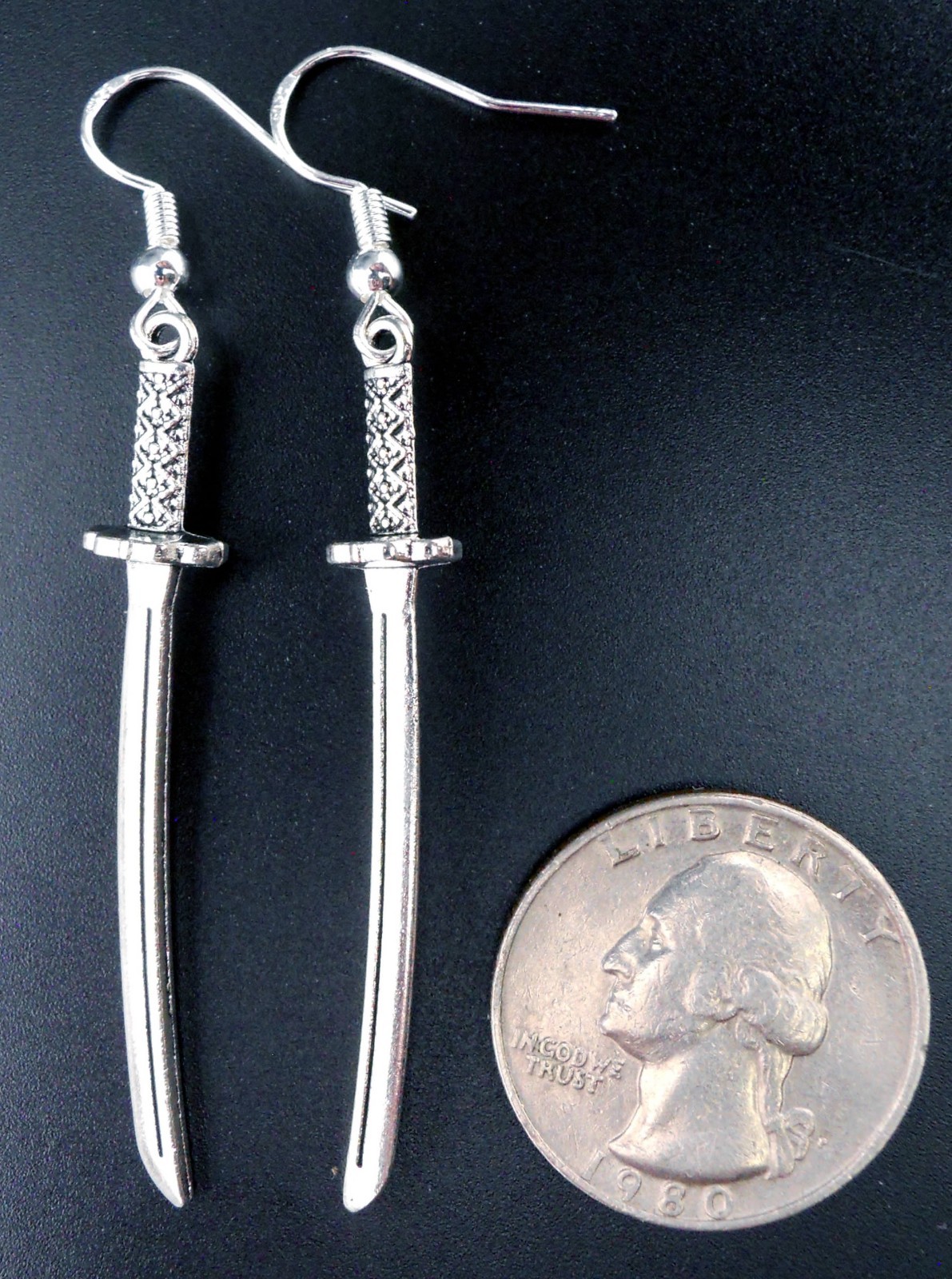 Sword Earrings Sterling Silver Ear Wires Katana Charms New Jewelry Swords