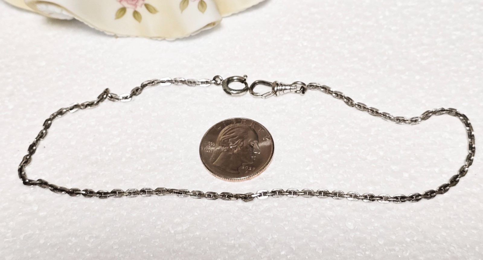 Antique RADIO Watch Chain c.1900-1925 Silver Metal 13 1/2″ Edwardian Accessory