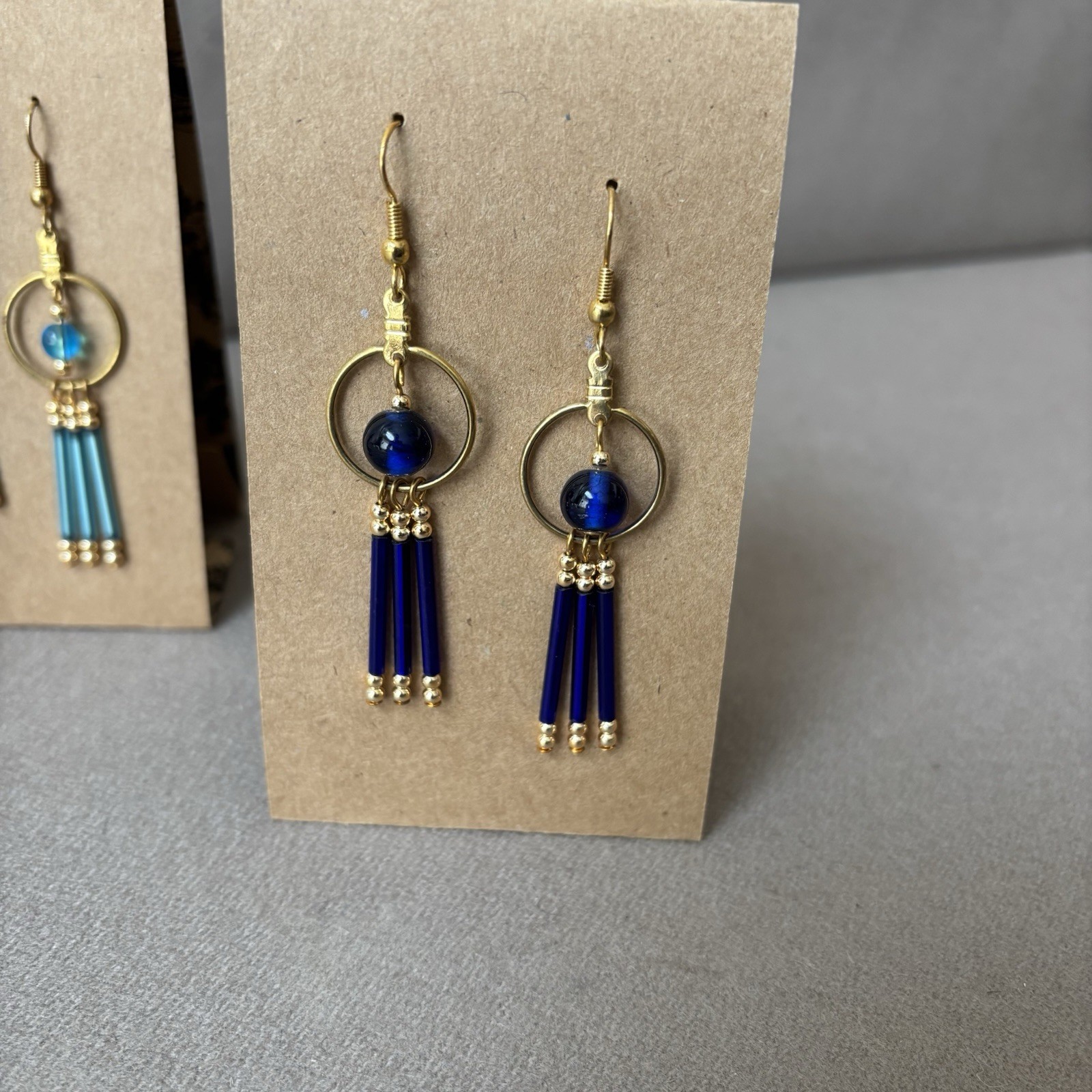 4 pair of Handmade Earrings Made With Glass Beads And Gold Plated Findings