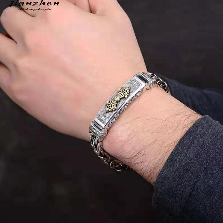 20cm 925 Silver Sterling Bangle Bracelet Chain Vintage Men’s Jewelry Gift NEW