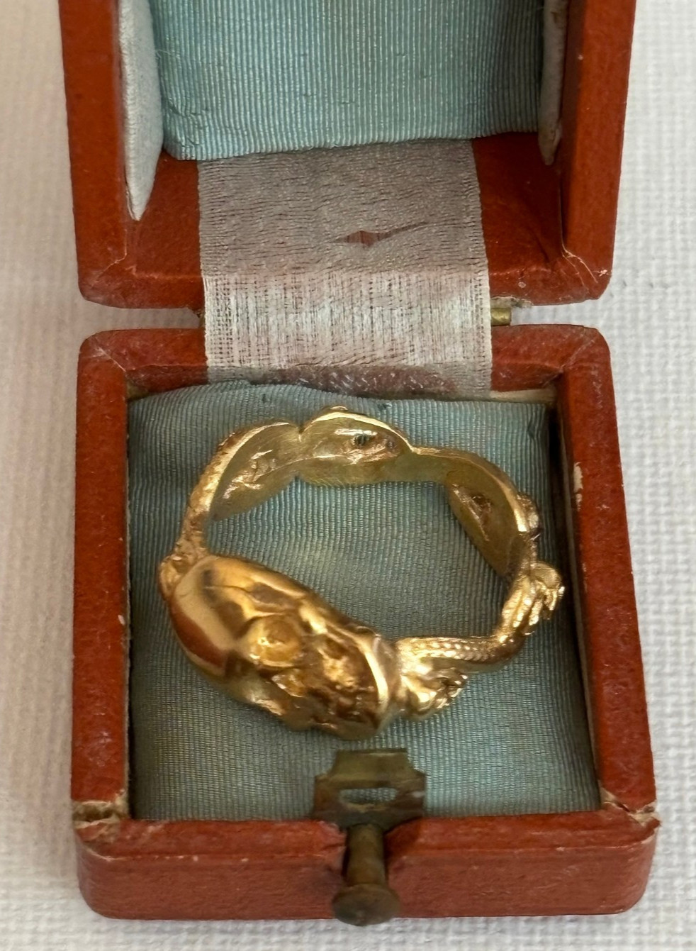 Antique Victorian Memento Mori Mori Skulls Snake Silver Gold plated Unisex Ring