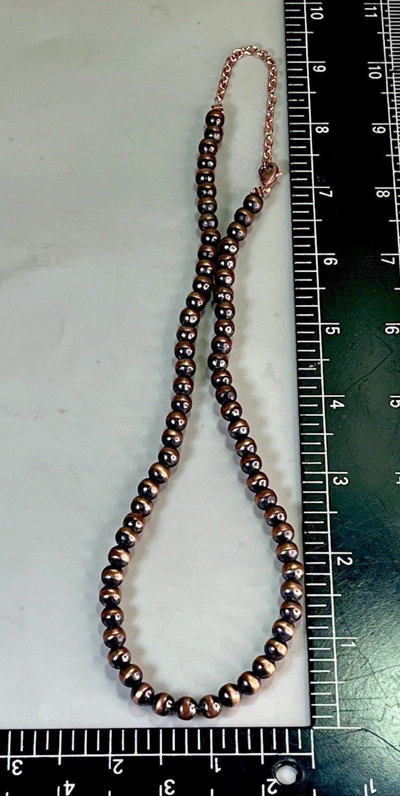 Southwestern 5mm Solid Copper Desert Pearl Hand Strung Necklace 18-20” 15.1g