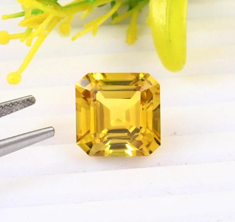 25.20 Ct Certified Natural Ceylon Yellow Sapphire Octagon Cut Loose Gemstone