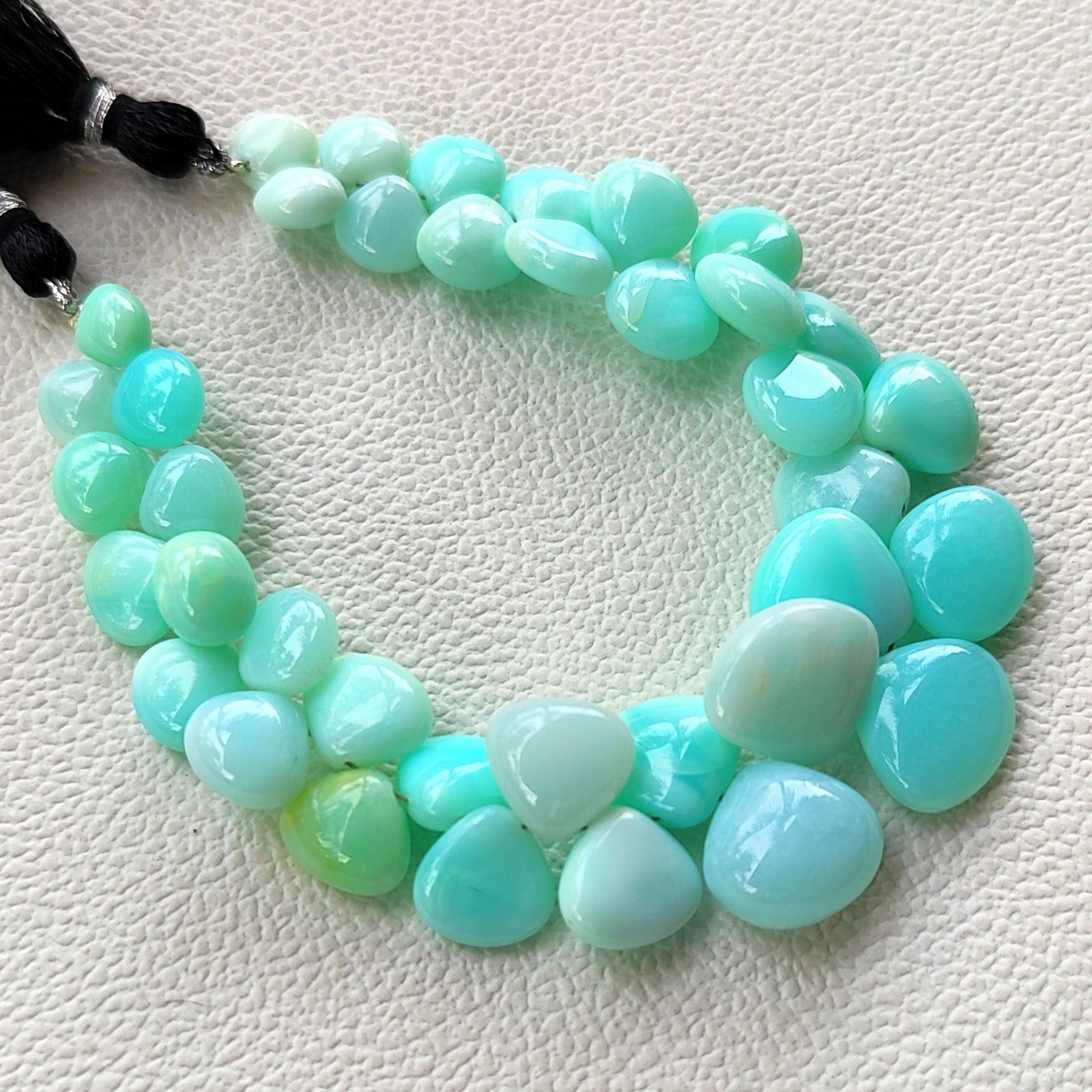 Peruvian Blue Opal Smooth Heart Beads 7-13mm Gemstone Beads 7″ Strand