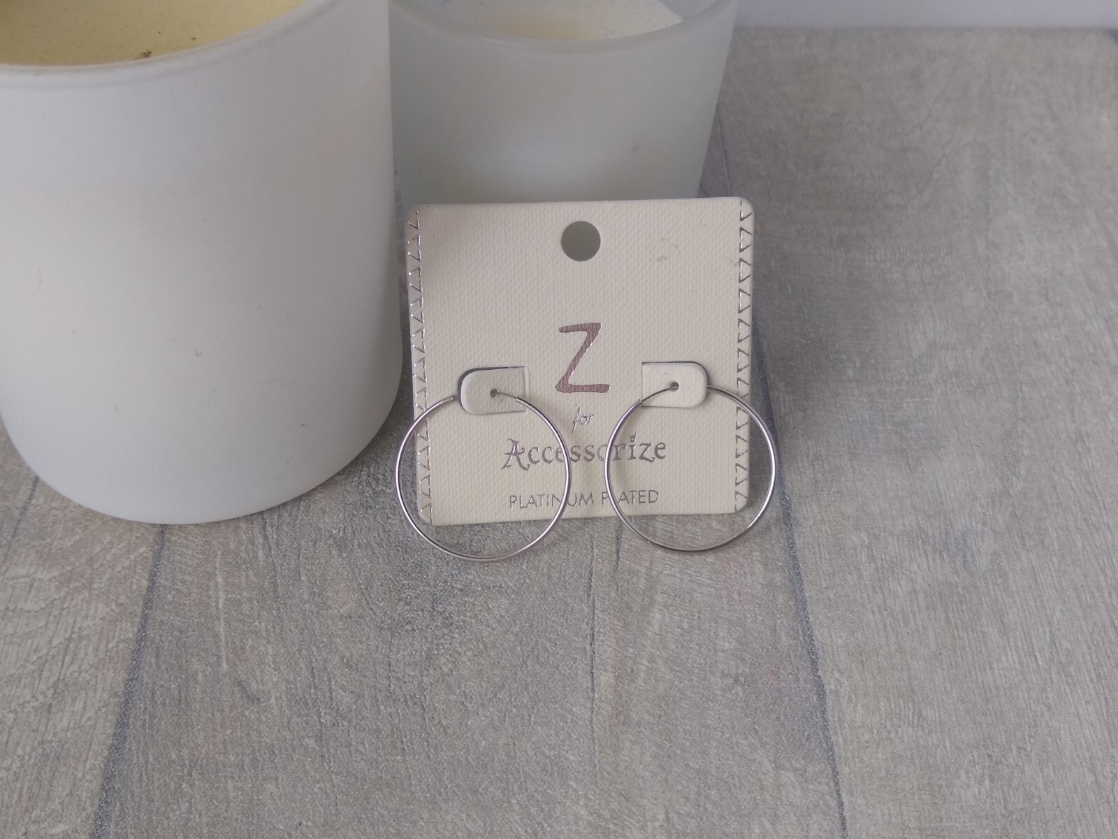 Z for Accessorize Platinum Plated Hoop Earrings 2.5cm Everyday Classic Gift New