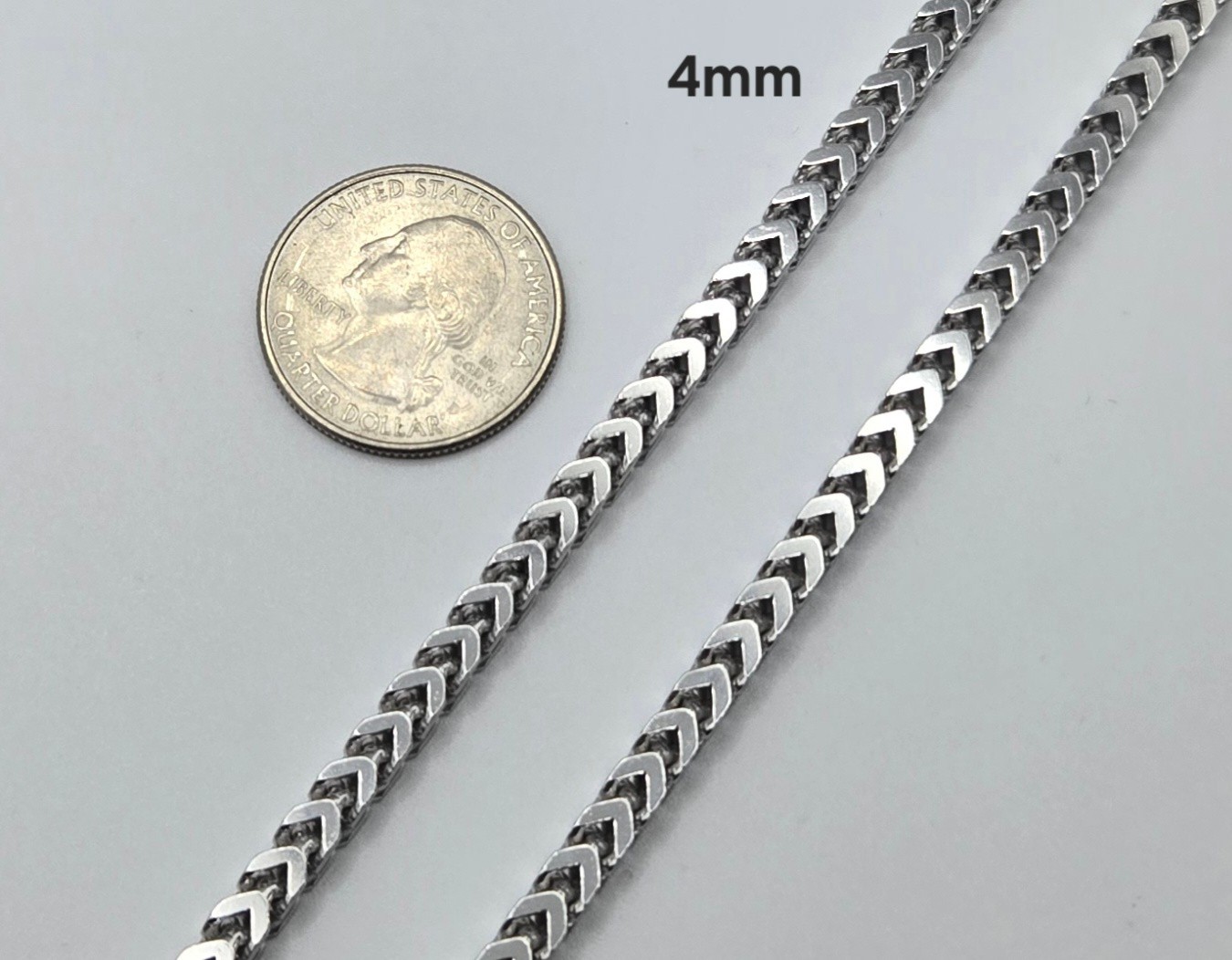 Real Franco Box Chain Necklaces RHODIUM, 2MM – 5MM, 925 Sterling Silver, Italy