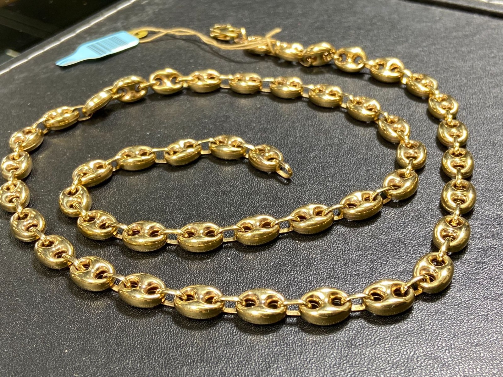4.7mm Puffed Mariner Chain Necklace Real 10K Yellow Gold 18” Inches – Italy