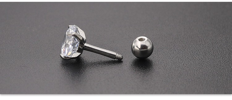 Unisex Real 18K White Gold Filled Stylish 5mm Round Zircon Post Stud Earrings