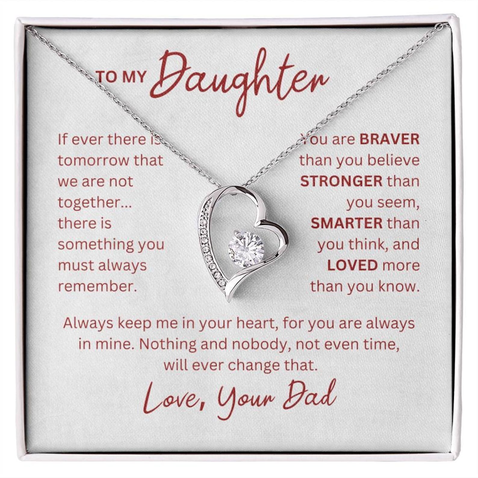To My Daughter Necklace from Dad, Birthday Gift, Mother’s day Gifts From Dad,Mum