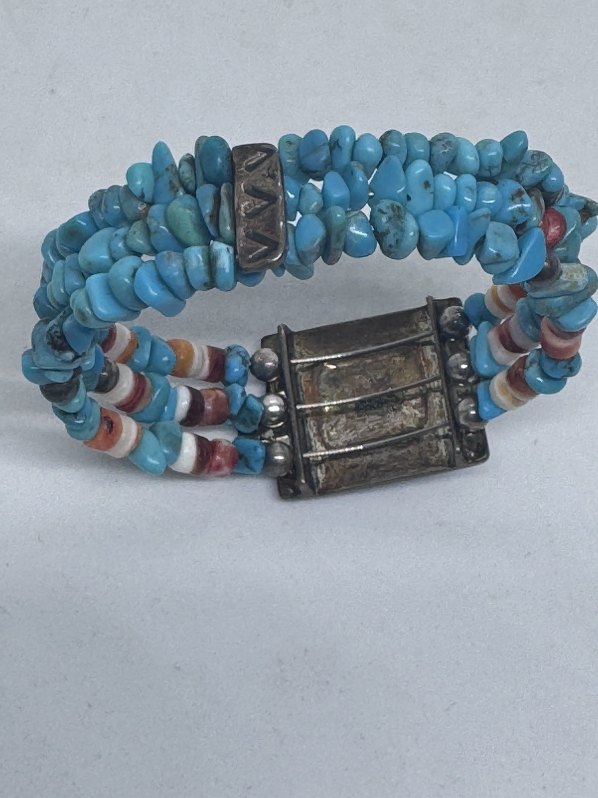 Pollack 925 Sterling Silver Turquoise Spiny Oyster Expandable Bracelet Signed