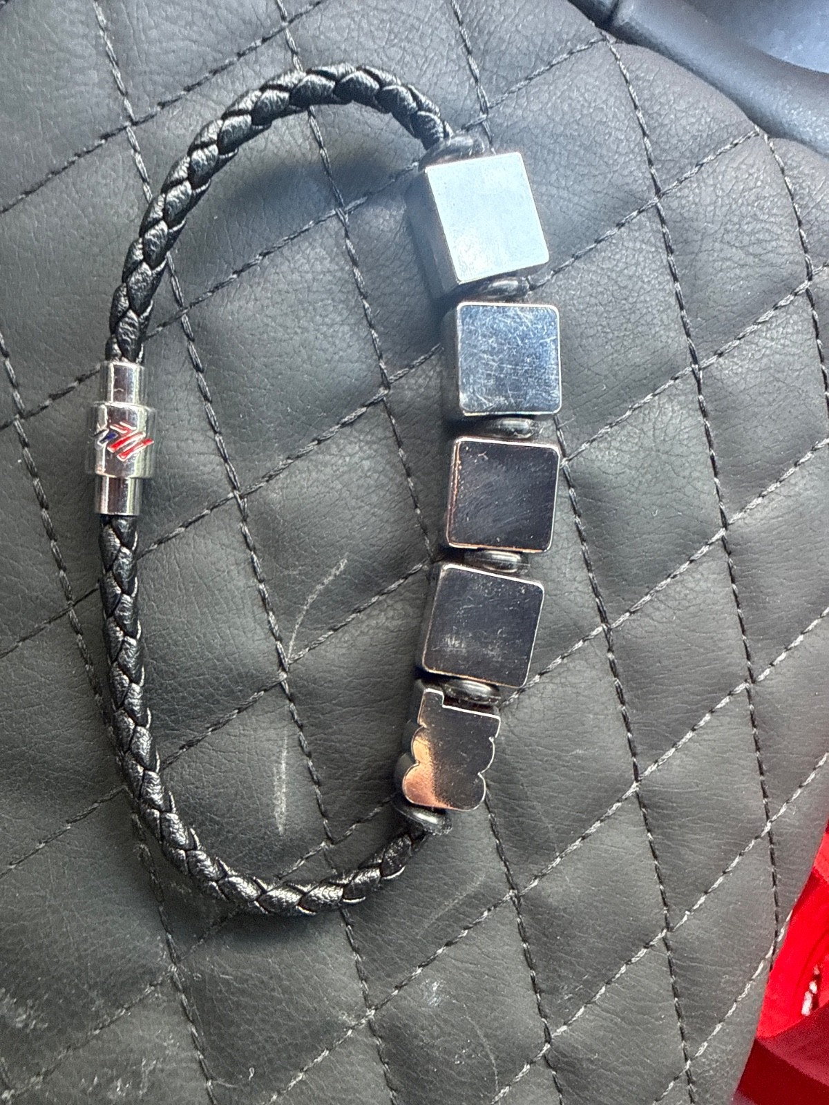 FIFA Braided black Leather Beaded Charm Bracelet Magnetic Clasp Sports Colombia