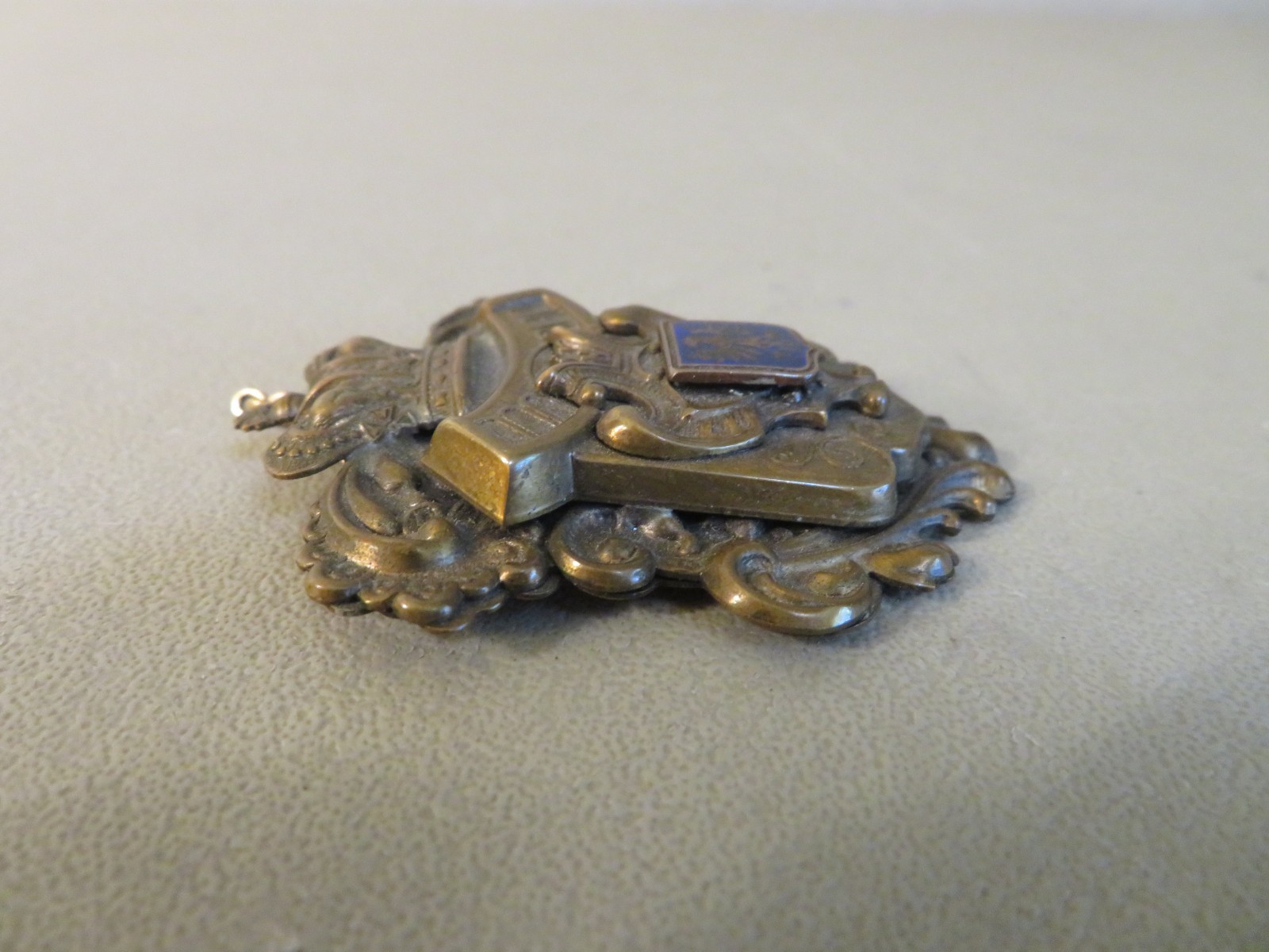 Vintage Heraldic European Coat of. Arms Eagle Sword Medal Brooch Pendant