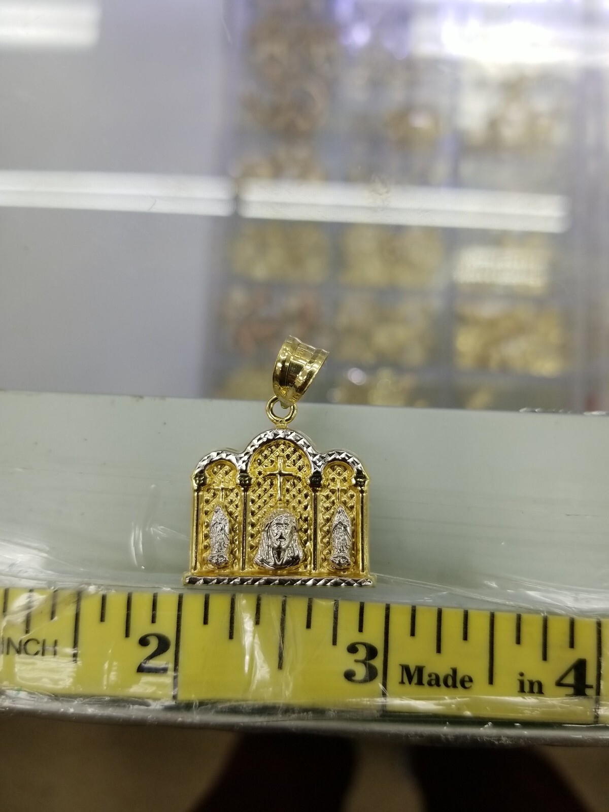 10KT Gold Last supper 2Tone pendant 4mm Bail 100% genuine Gold, New 2.6 grm