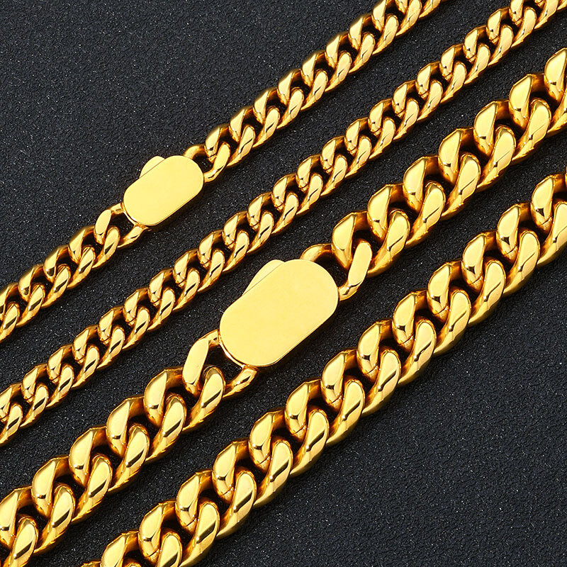 Fashion Mens Cuban Link Chain Stainless Steel Necklace Hip Hop Jewelry for Men