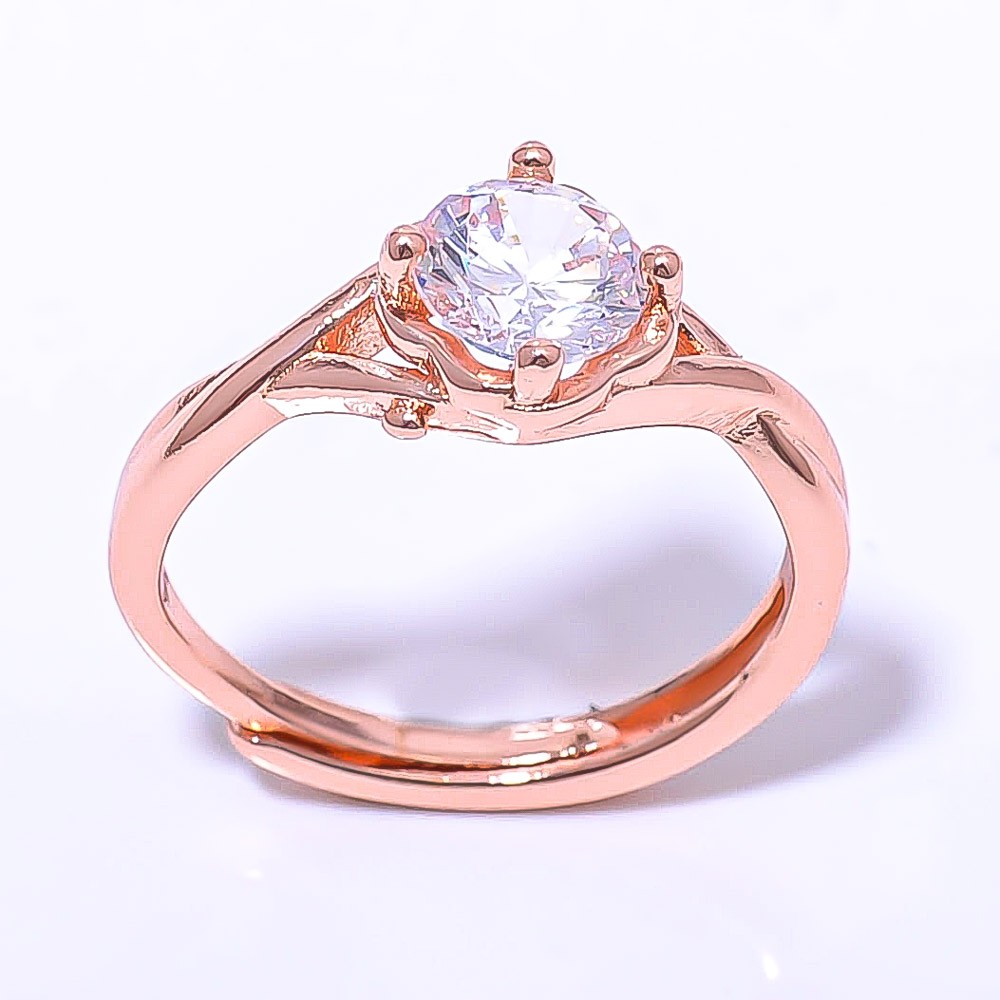 White Topaz Gemstone Rose Gold Plated Ring Adst (133)