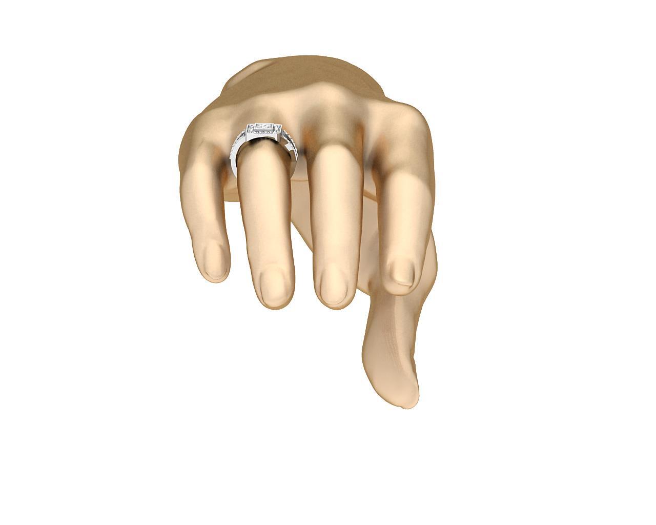 14K Rose Gold Square Right Hand Wedding Ring SI1 G 0.75 Carat Natural Diamond