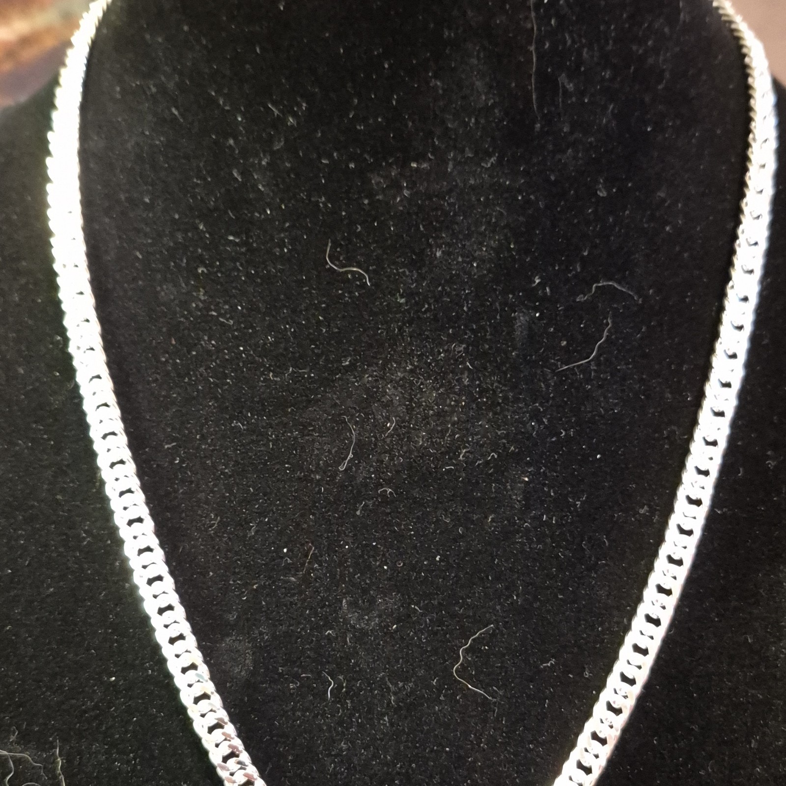 925 Sterling Silver Curb Link Chain Necklace, Lobster Clasp, 55cm, Signed