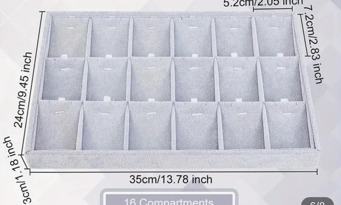 18 Grid Stackable Pendant Display Tray Velvet Jewelry Tray for showcase