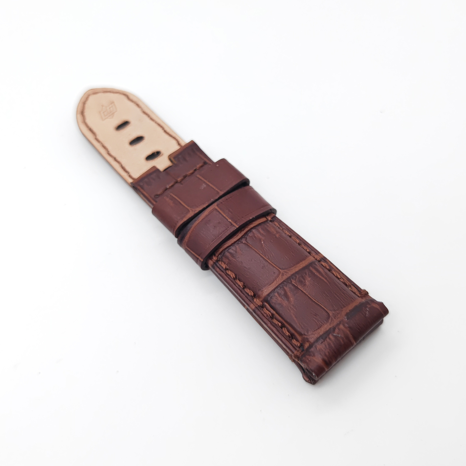 24mm Brown Calf Leather Deployment Clasp Strap For PAM RADIOMIR LUMINOR Watch