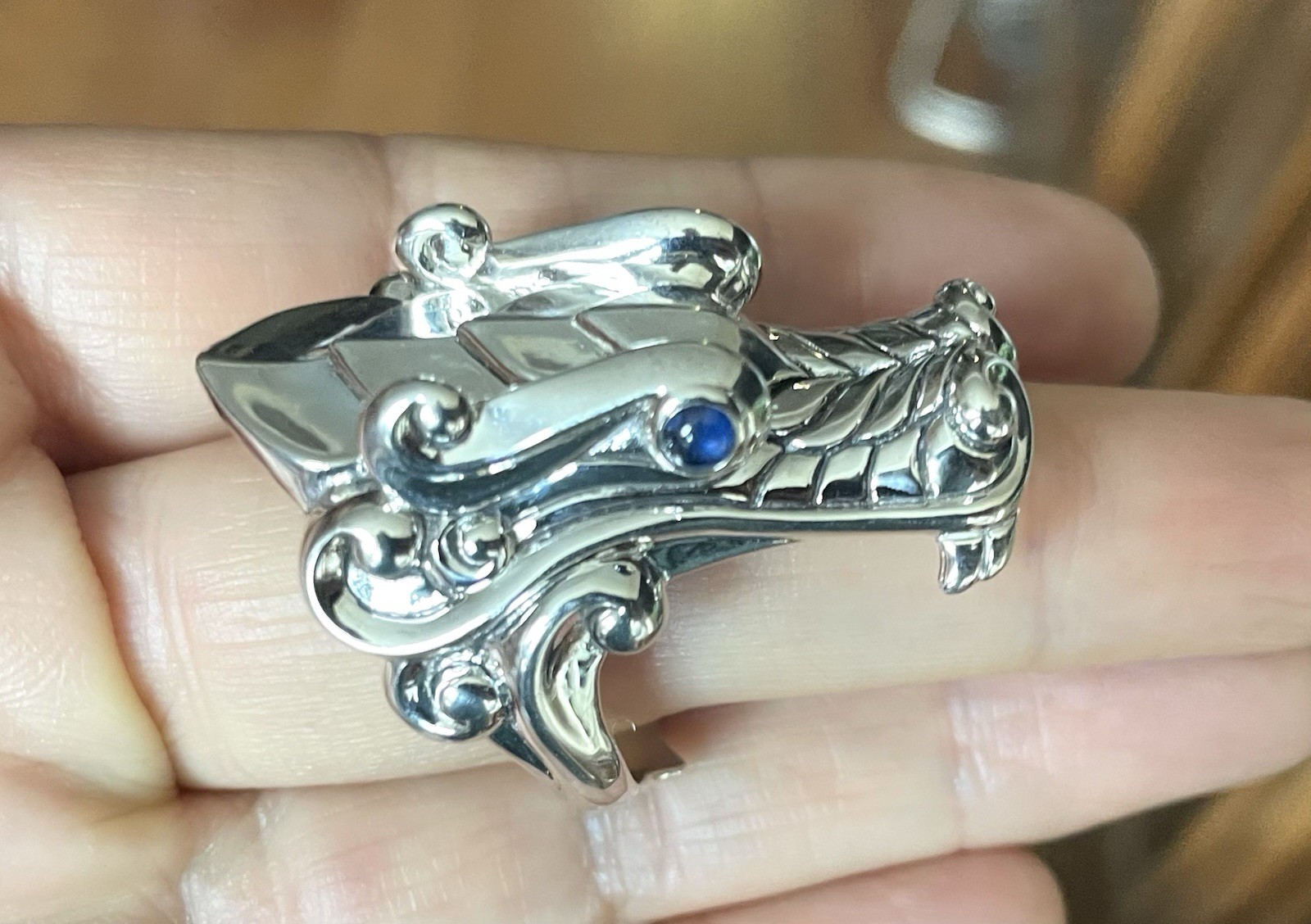 JOHN HARDY Legends Naga Dragon men’s ring sapphire 925 Silver $995 sz 11 New 27g