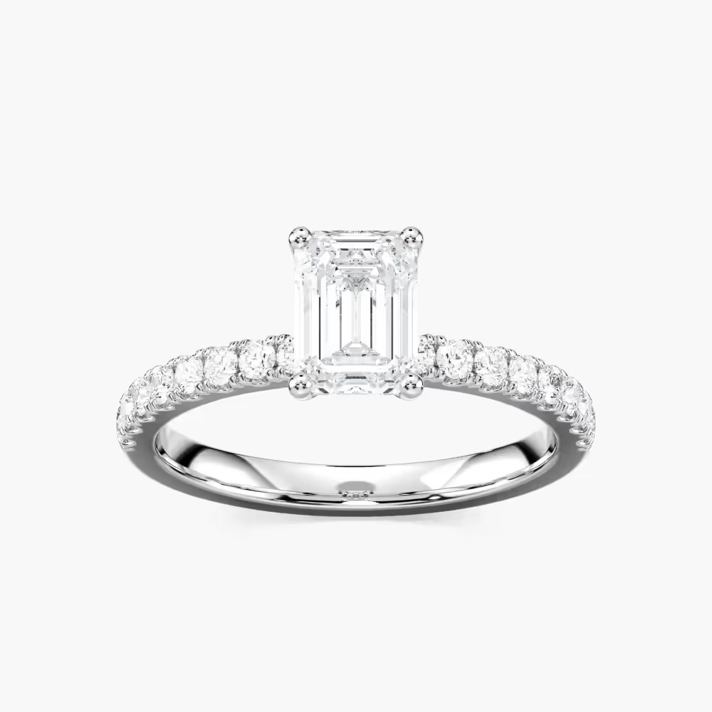 Emerald Cut Lab Diamond Solitaire Engagement Ring IGI Certified Diamond 10K Gold