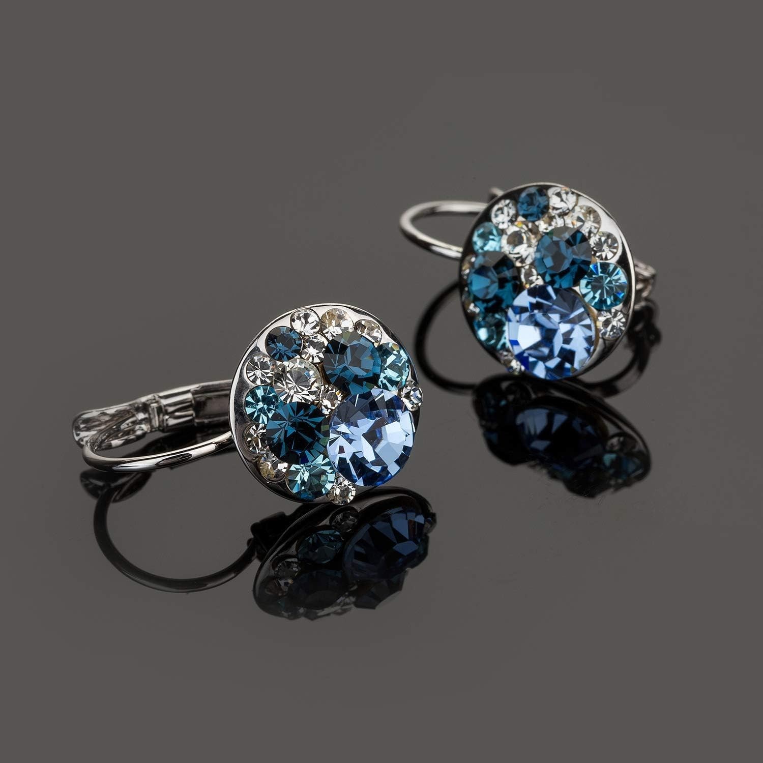 Stunning Dangle Earrings with Multicolor Austrian Crystals – Gift Box Included