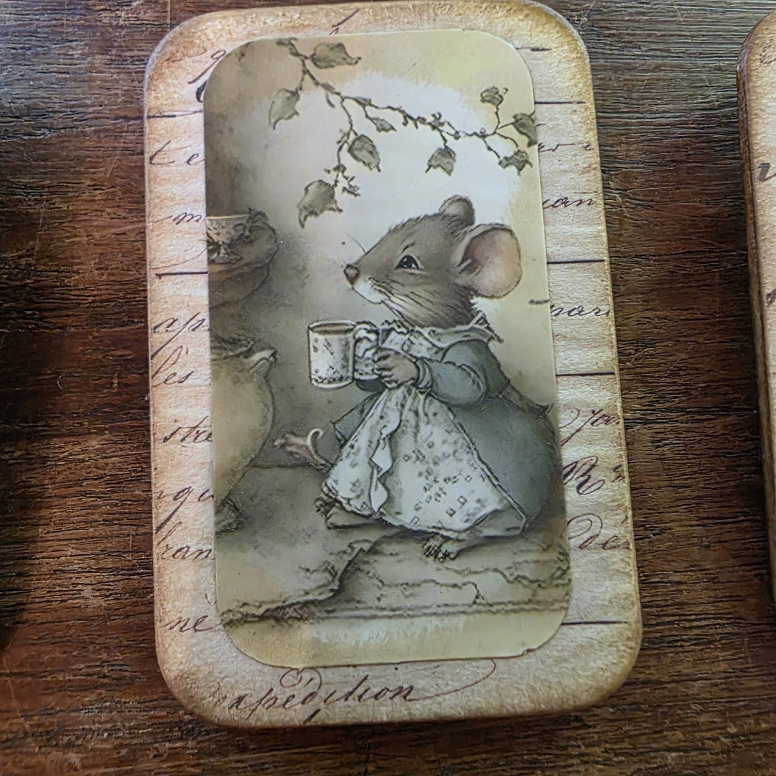 Dark Academia Handmade Brooch Storybook Animal Vtg Pin Charm Junk Journal OOAK