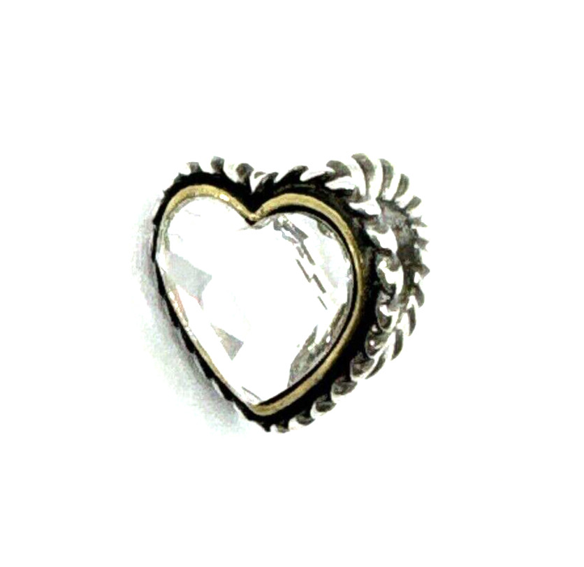 Brighton Corina Ring Crystal Heart With Gold Outline Love Spacer Bead