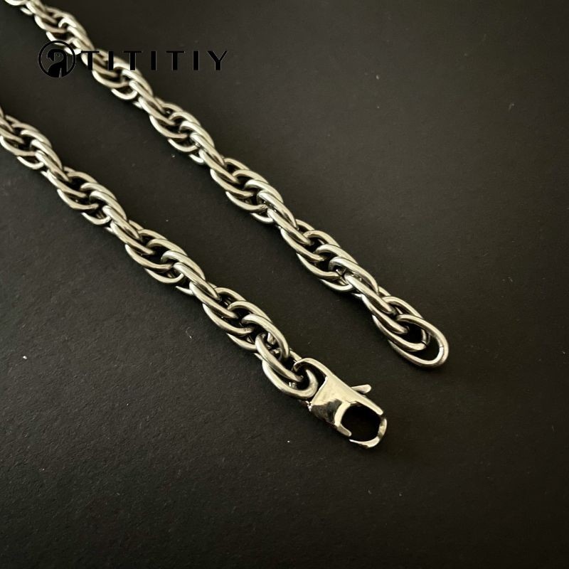 New Pure Titanium Twisted Necklace Wide 7mm Anti Allergic Trendy Personality