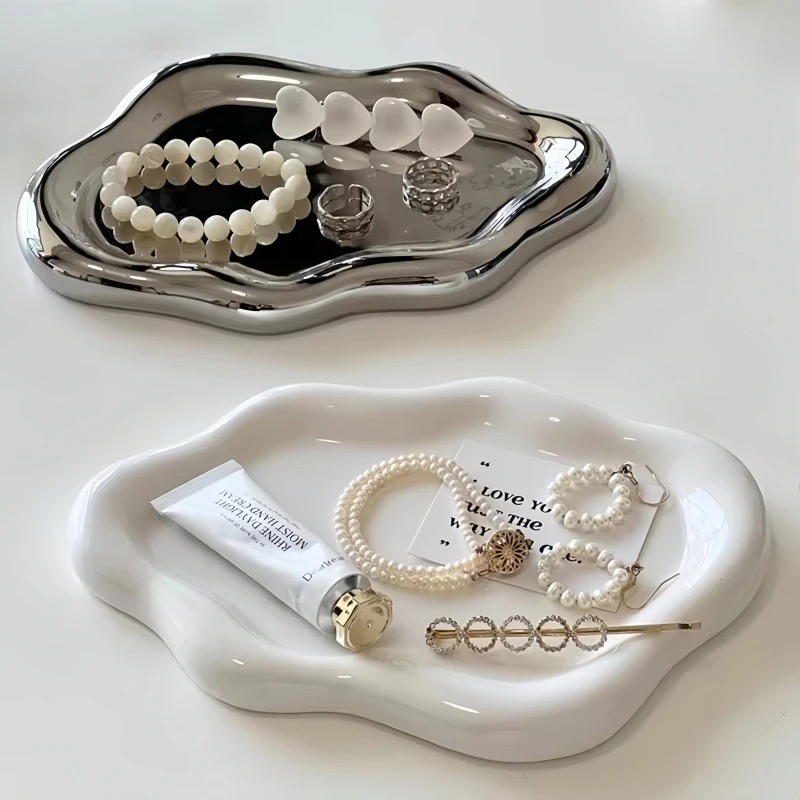 Cloud-Shaped Jewelry Tray Decorative Plate for Rings Earrings Bracelets & Neckla
