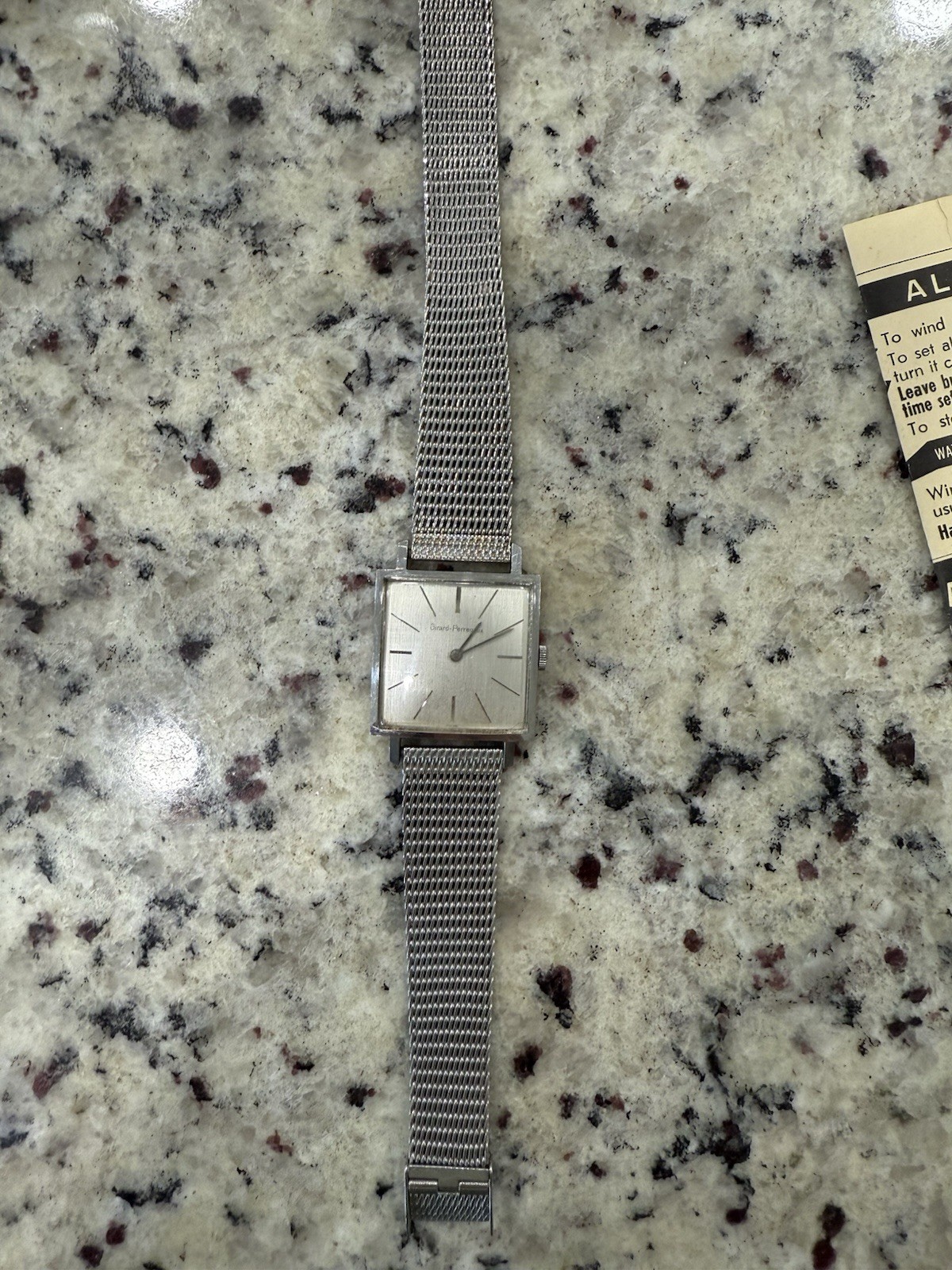Rare 1960s Girard Perregaux 29mm Tank 17J S.Steel Manual Wind Watch W/Box