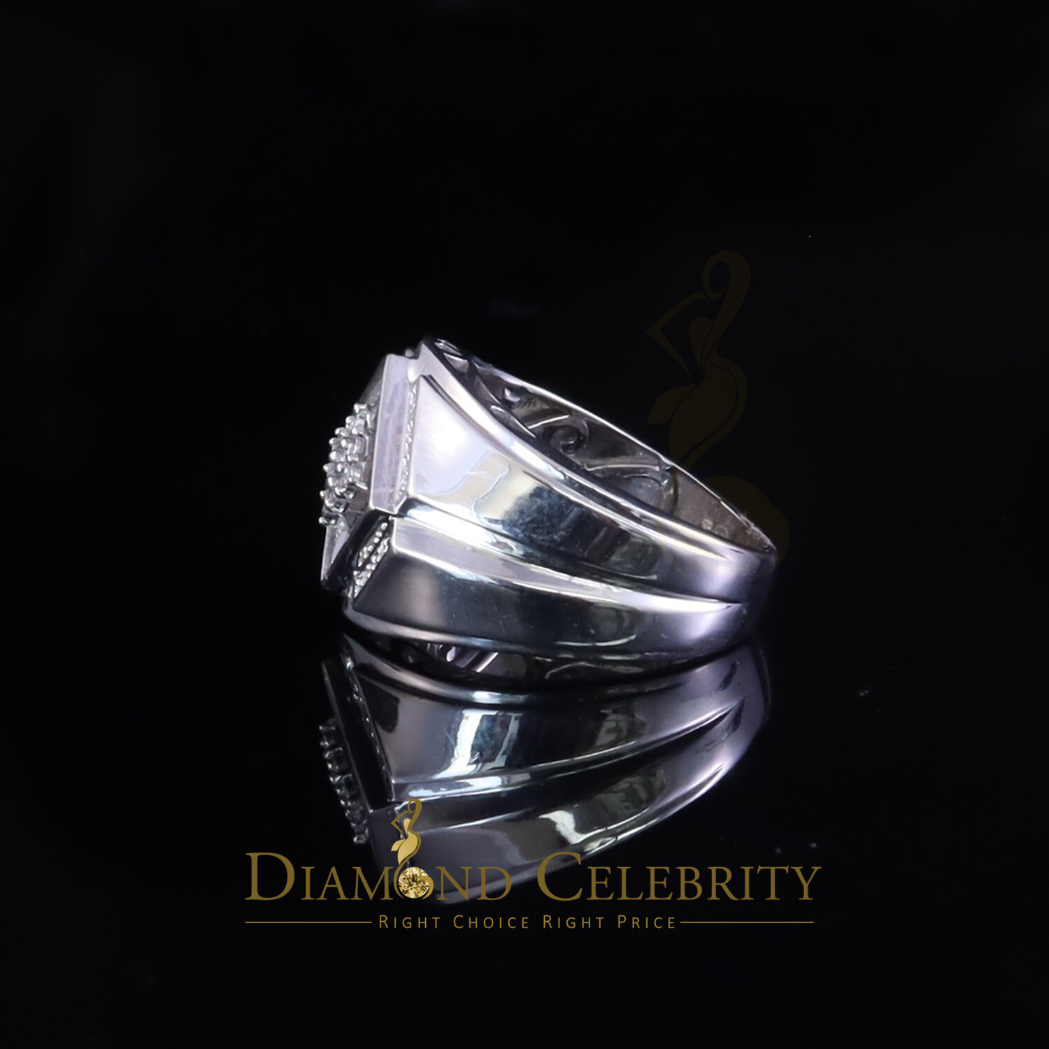0.09ct In 925 Sterling Silver White Round Cut Men’s Solitaire Diamond Ring SZ 10