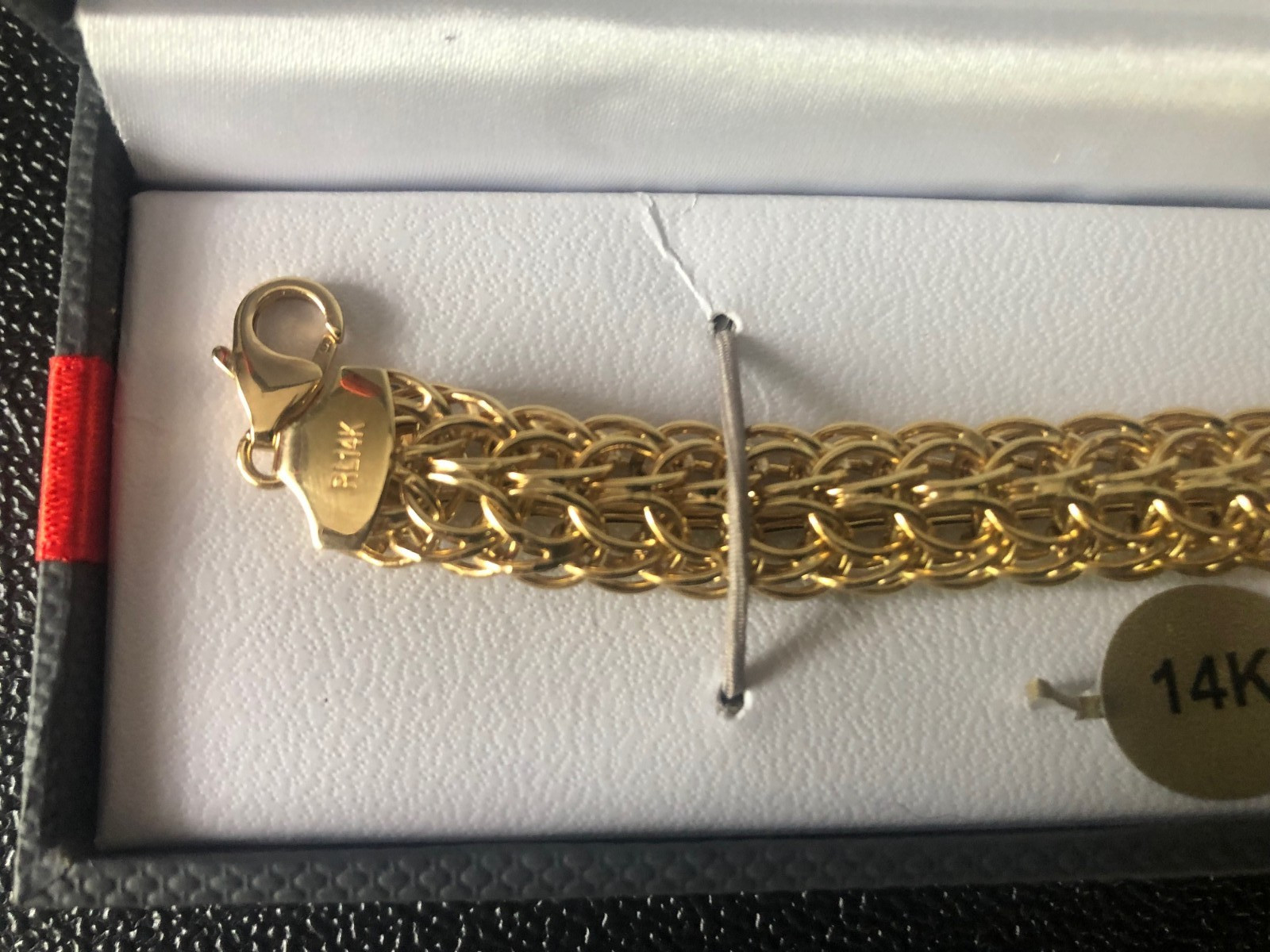14K Solid Gold woven link hollow bracelet 8″