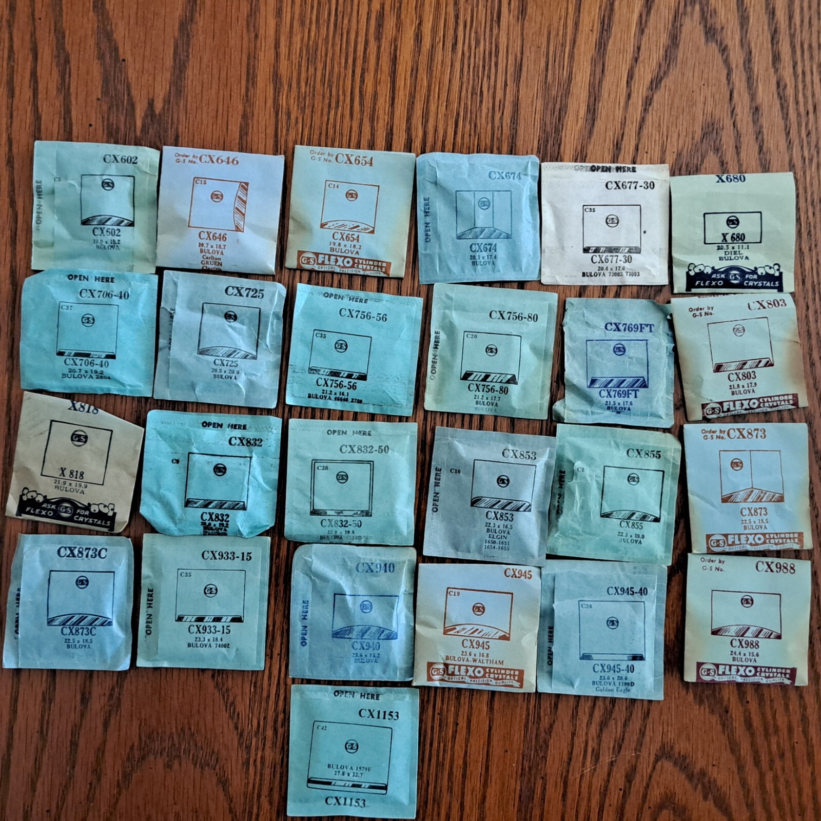 BULOVA watch crystals – GS Acrylic- MANY SIZES NOS -CX (RECTANGULAR FLAT BOTTOM)