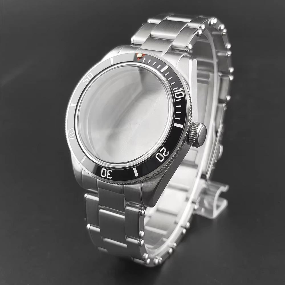 39Mm Silver Sterile Watch Case Domed Sapphire Glass Fit NH35 NH36 NH34 ETA2824 P