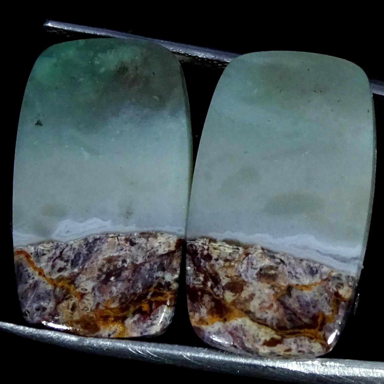 20.50Cts Natural Aqua Chalcedony Pair Cushion Cabochon Gemstone 13X23X3MM