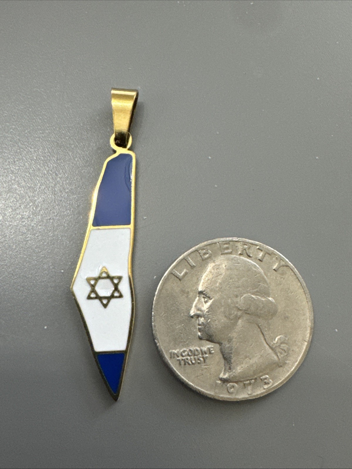 Map Of Israel Pendant Jewish Stainless Steel Gold Tone 18” Necklace Unisex