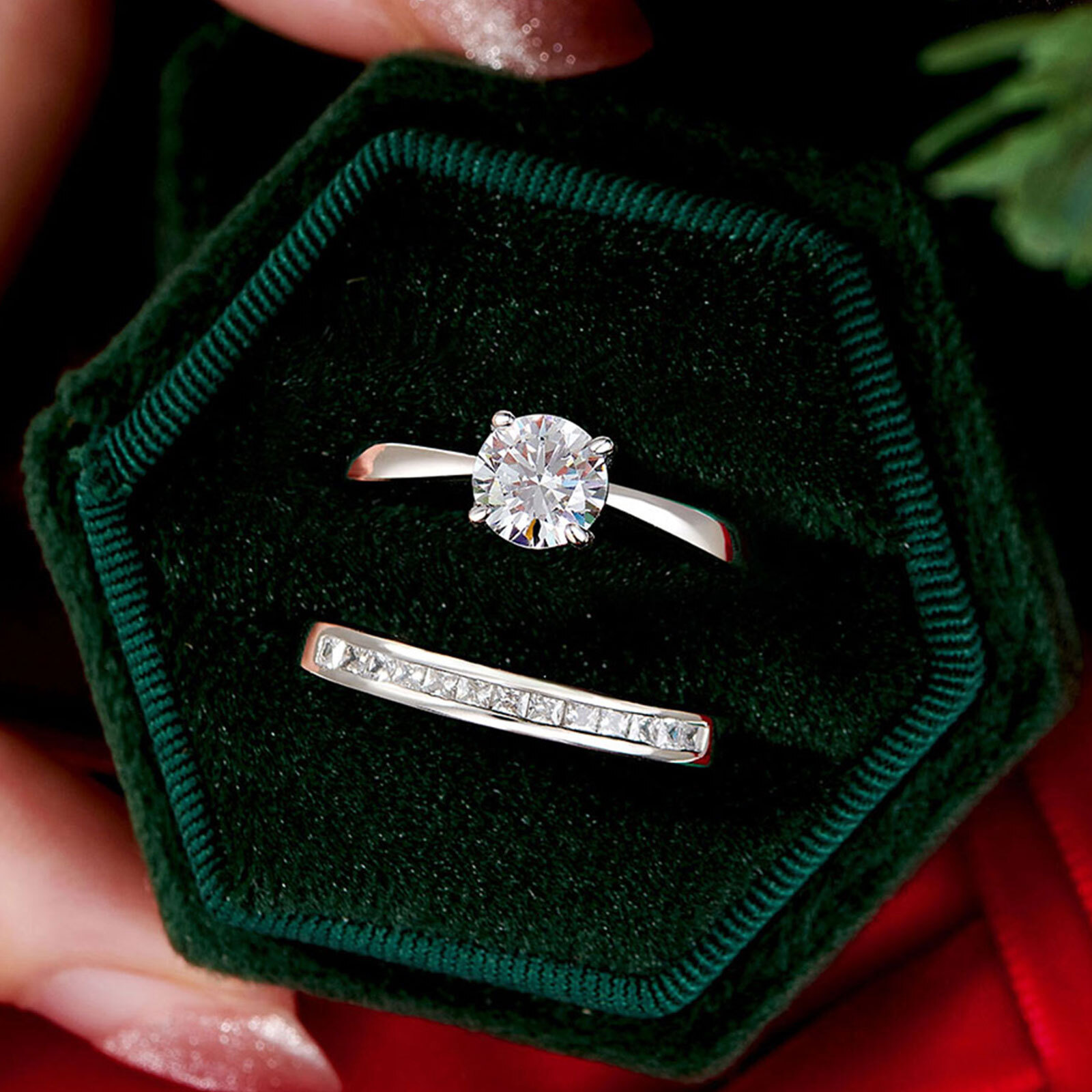 1 Carat Silver Bridal Set Engagement Promise Wedding Ring Sets Womens Jewelry