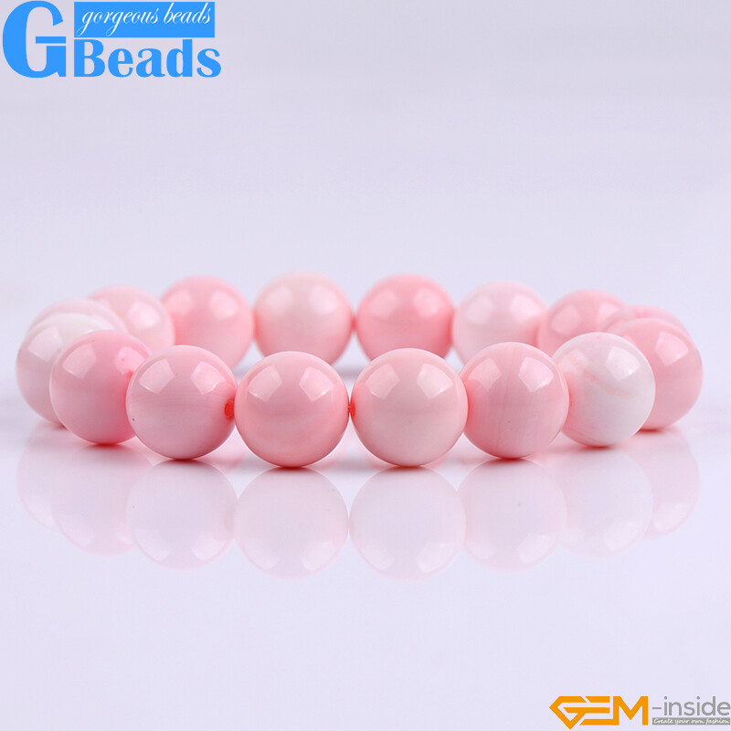 AAA Pink Conch Lobatus Shell Round Loose Beads Jewelry Making Reiki Chakra 20“