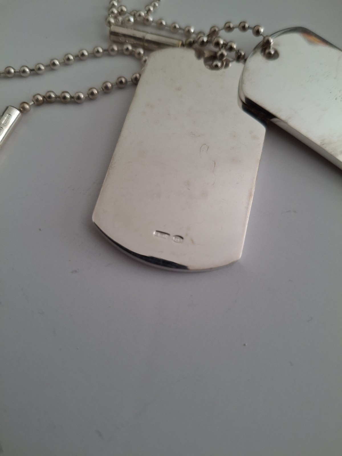 Rare complete GUCCI Double Dog Tag Pendant Necklace Sterling Silver 925 Box Set