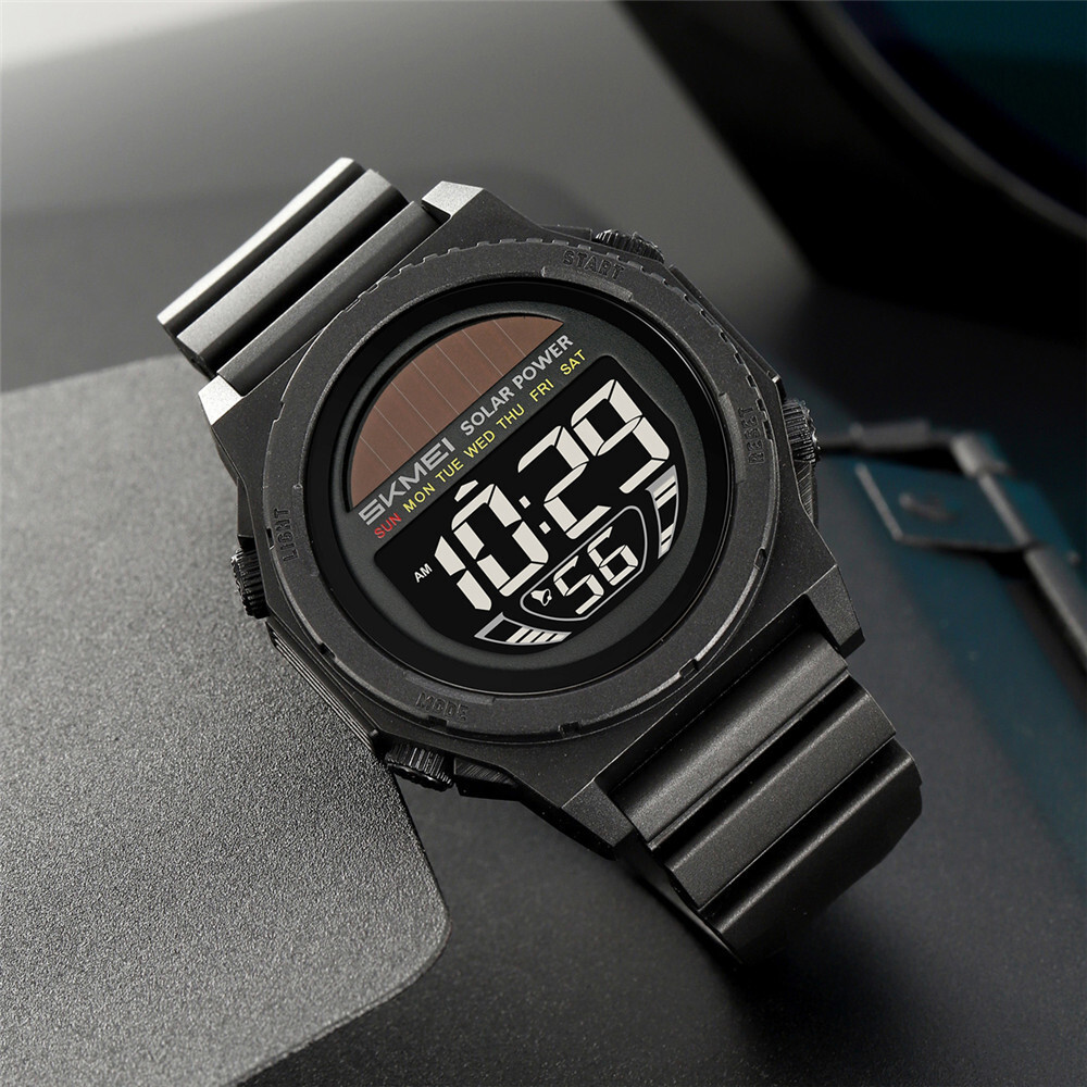 SKMEI Men Sport Watch Solar Power Wristwatch LED Boys Countdown Digital Watches