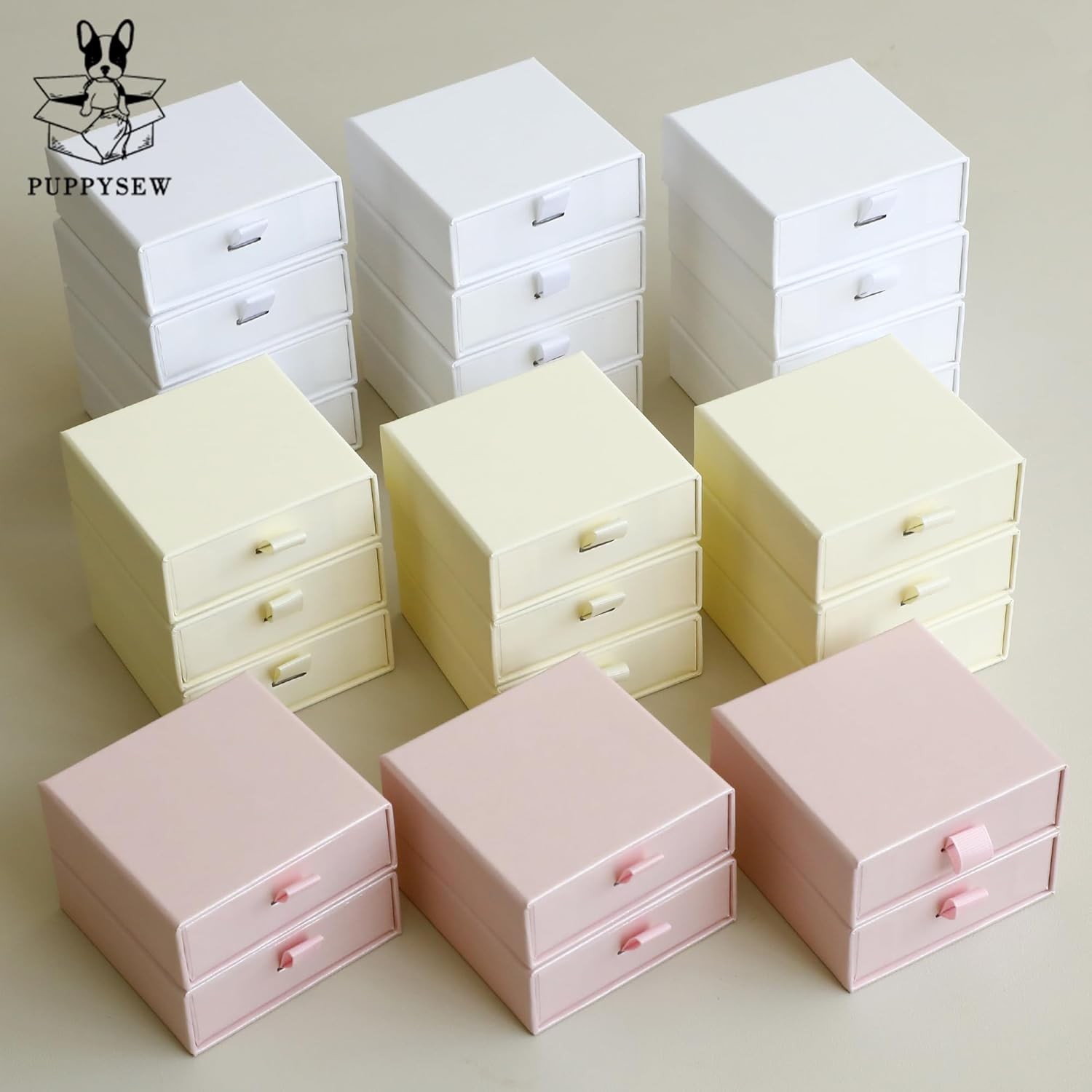 40 Pcs Pearlescent Pink Small Jewelry Boxes 3.54×3.54×1.26in Cardboard Jewelry